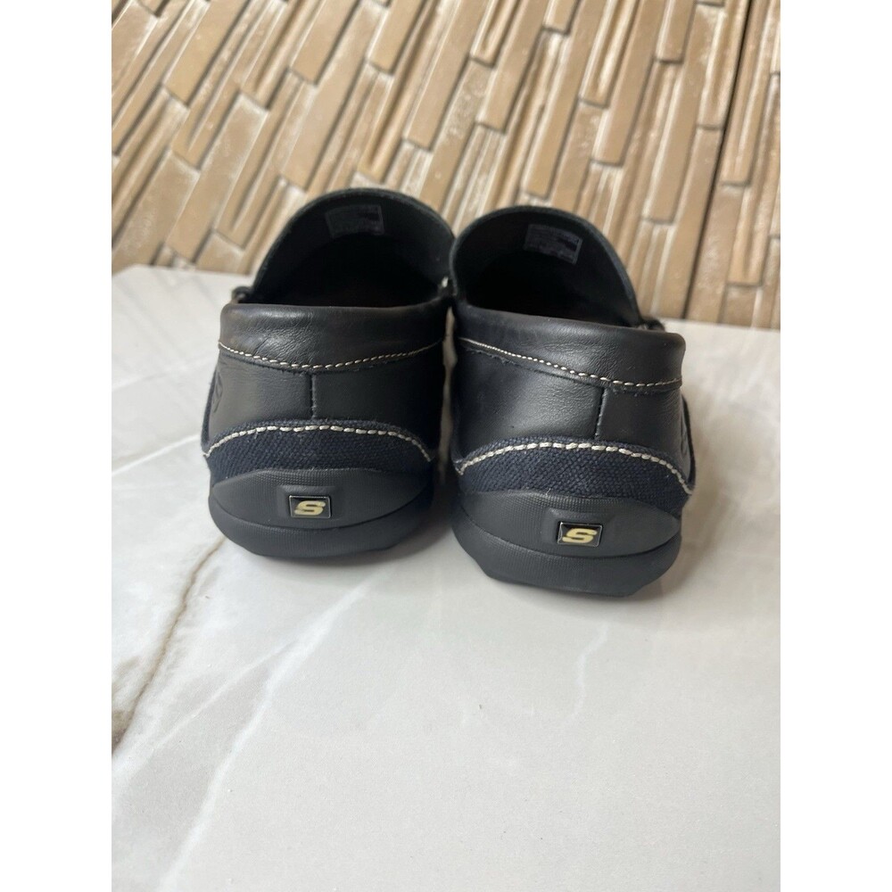Skechers Men Loafers Slip On Men Leather Shoes Black Us 10 - Picture 6 of 9